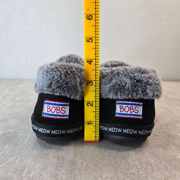 Bobs Cat Slippers Womens Size 8 Black Kitty Comfort Slip On Fur lined House Shoe - Picture 4 of 13